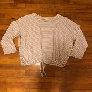 Cotton On black + white striped casual crop top